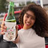 Rafraîchisseur Pour Canette Bunny D'Aquarelle Rose Pastel Moderne Avec Fleurs