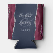 Rafraîchisseur Pour Canette Burgundy Agate Silver Navy Blue Mariage (Devant)