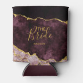 Rafraîchisseur Pour Canette Burgundy Blush Gold Foil Agate Marbre la mariée (Devant)