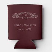 Rafraîchisseur Pour Canette Burgundy botanical crest monogram wedding (Dos)