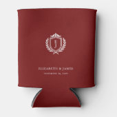 Rafraîchisseur Pour Canette Burgundy Crest Wedding Custom Initials (Devant)