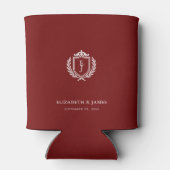 Rafraîchisseur Pour Canette Burgundy Crest Wedding Custom Initials (Dos)
