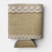 Rafraîchisseur Pour Canette Burlap, dentelle texture tissu. (Devant)