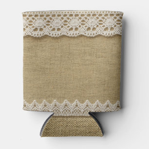 Rafraîchisseur Pour Canette Burlap, dentelle texture tissu.