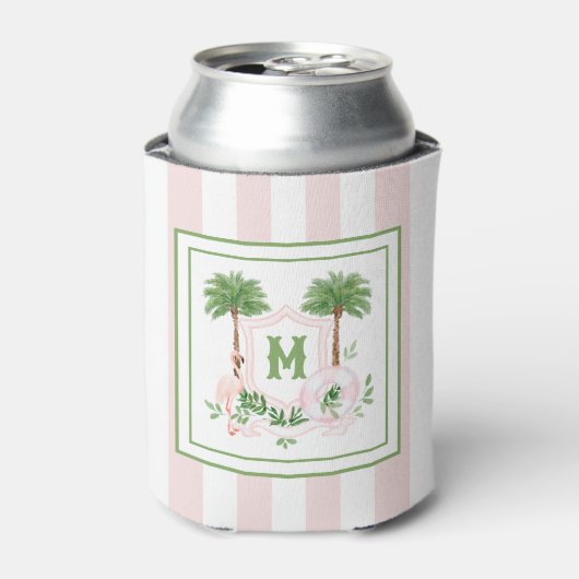 Rafraîchisseur Pour Canette Cabana Stripes Palm Beach Monogram Crest (Can devant)