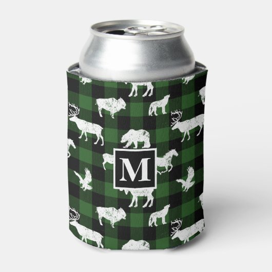 Rafraîchisseur Pour Canette Cabine Buffalo Plaid Lumberjack Check Motif Vert (Can devant)