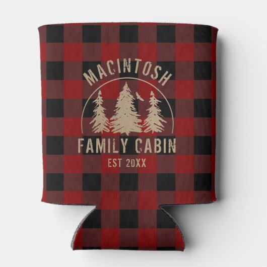 Rafraîchisseur Pour Canette Cabine Nom de famille Red Black Buffalo Check Plai (Dos)