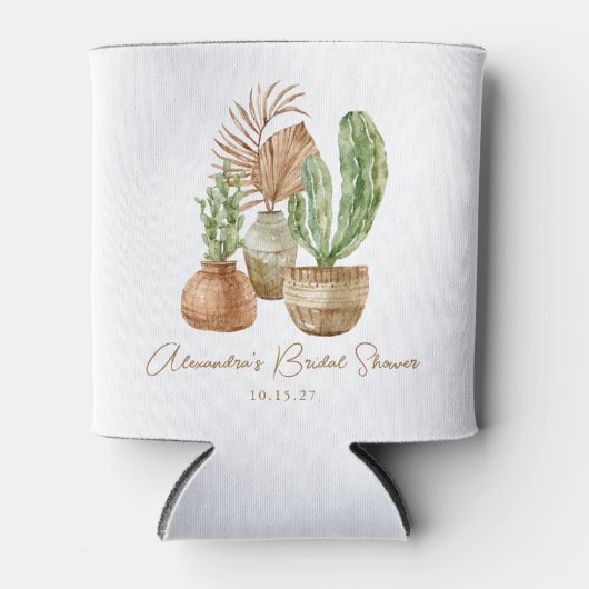 Rafraîchisseur Pour Canette Cactus aquarelle Boho Pampas Plante Enterrement de (Devant)