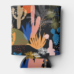 Rafraîchisseur Pour Canette Cactus, arbres : style vintage coloré.
