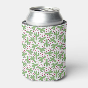 Rafraîchisseur Pour Canette Cactus illustré et motif de fleurs rose