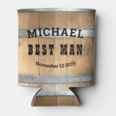 Rafraîchisseur Pour Canette Cadeau Best Man Personnalisé Rustic Bourbon Barrel (Devant)