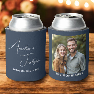 Rafraîchisseur Pour Canette Cadeau de mariage bleu marine Photo Moderne Minima