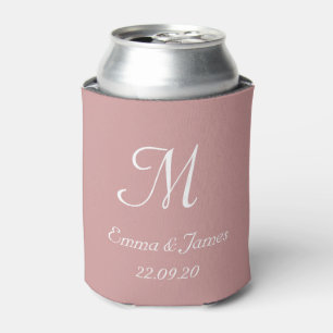 Rafraîchisseur Pour Canette Cadeau de mariage moderne monogramme rose poussiér