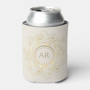 Rafraîchisseur Pour Canette Cadeau de mariage Monogramme Or Floral