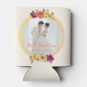 Rafraîchisseur Pour Canette Cadre floral couple photo mariage beige m & mrs (Dos)