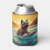 Rafraîchisseur Pour Canette Cairn Terrier Plage Surf Peinture (Can devant)