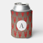 Rafraîchisseur Pour Canette Cajun Crawfish & Faux Burlap | Monogramme (Can Dos)
