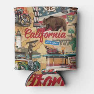 Rafraîchisseur Pour Canette Californie vintage : carte touristique.
