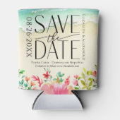 Rafraîchisseur Pour Canette Calligraphie De Plage Tropicale Mariage Enregistre (Devant)