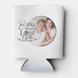 Rafraîchisseur Pour Canette Calligraphie minimale Photo Anniversaire Belle-fil
