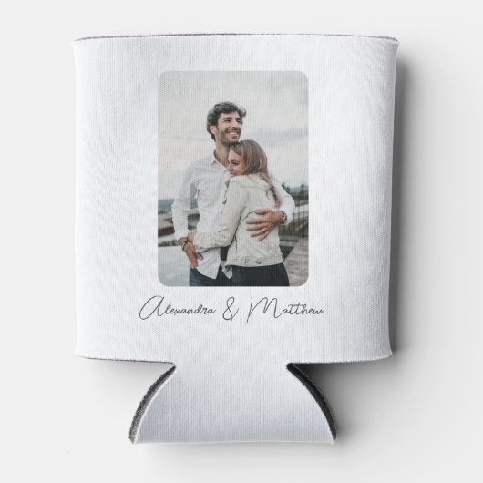 Rafraîchisseur Pour Canette Calligraphie noire blanche Mariage photo personnal (Devant)