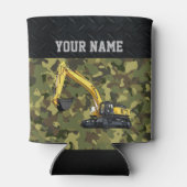 Rafraîchisseur Pour Canette Camo Excavator Construction Equipment Nom du Cool (Dos)