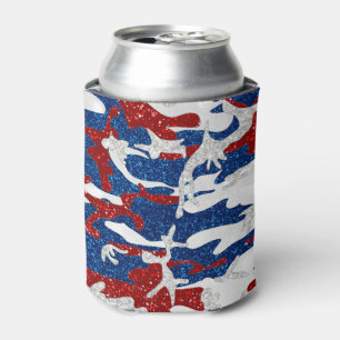 Rafraîchisseur Pour Canette Camo rouge, blanc et bleu 4e juillet Parties scint