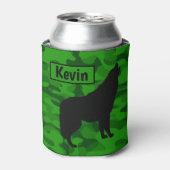 Rafraîchisseur Pour Canette Camo vert moderne noir Wolf Silhouette Monogramme (Can devant)