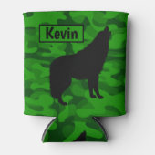 Rafraîchisseur Pour Canette Camo vert moderne noir Wolf Silhouette Monogramme (Devant)