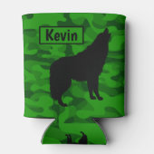 Rafraîchisseur Pour Canette Camo vert moderne noir Wolf Silhouette Monogramme (Dos)