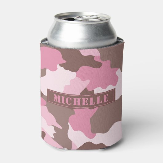 Rafraîchisseur Pour Canette Camouflage rose Camo Girly Nom du monogramme (Can devant)