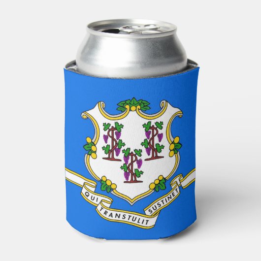 Rafraîchisseur Pour Canette Can Cooler avec drapeau de Connecticut State, USA. (Can devant)