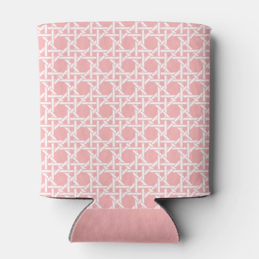 Rafraîchisseur Pour Canette Canne rose et blanche | Rattan | Monogramme (Dos)