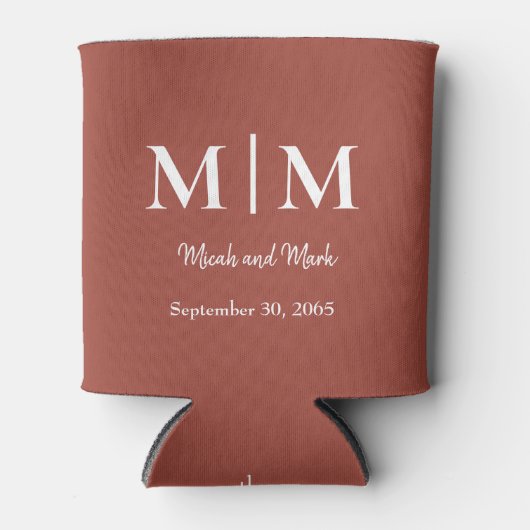 Rafraîchisseur Pour Canette Cannelle Monogramme & Noms Mariage Can Cooler (Devant)