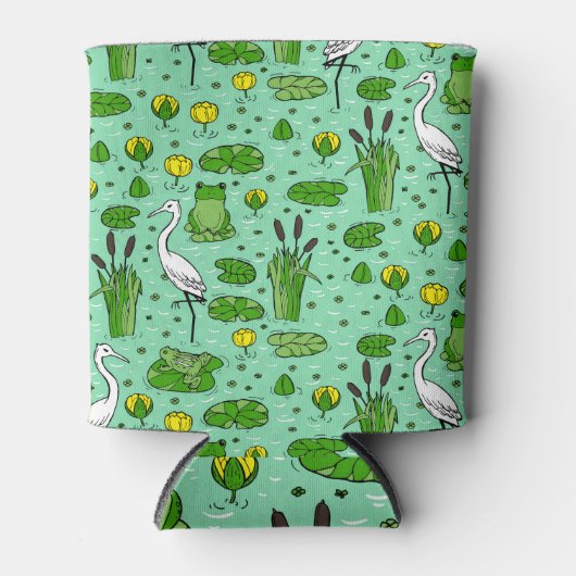 Rafraîchisseur Pour Canette Cannes, hérons, lis : essaim vintage. (Devant)