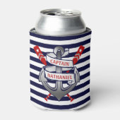Rafraîchisseur Pour Canette Capitaine Ancre Nautical Oars Stripes Personnalisé (Can devant)
