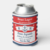 Rafraîchisseur Pour Canette Capitaine Bateau Lager Beer Striped Ship Ancre Cus (Can devant)