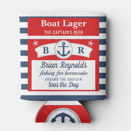 Rafraîchisseur Pour Canette Capitaine Bateau Lager Beer Striped Ship Ancre Cus (Dos)