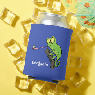 Rafraîchisseur Pour Canette Caricature de lézard de caméléon vert joyeux