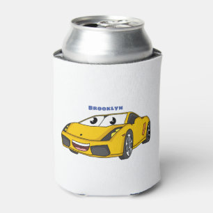 Rafraîchisseur Pour Canette Caricature de voiture sport jaune joyeux