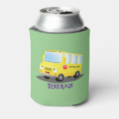 Rafraîchisseur Pour Canette Caricature du bus scolaire jaune joyeux