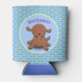 Rafraîchisseur Pour Canette Caricature en bleu pour chien de chiot joyeux (Devant)