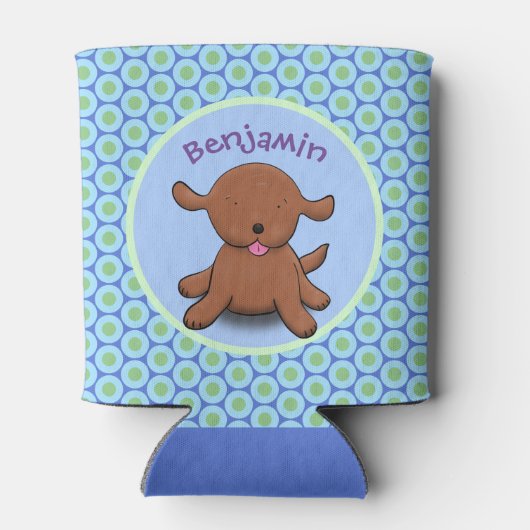 Rafraîchisseur Pour Canette Caricature en bleu pour chien de chiot joyeux (Dos)