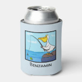 Rafraîchisseur Pour Canette Caricature joyeuse de pélican de pêche (Can devant)