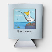 Rafraîchisseur Pour Canette Caricature joyeuse de pélican de pêche (Devant)