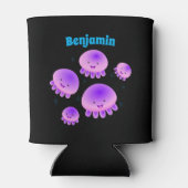 Rafraîchisseur Pour Canette Caricature kawaii de méduse violette rose mou (Dos)