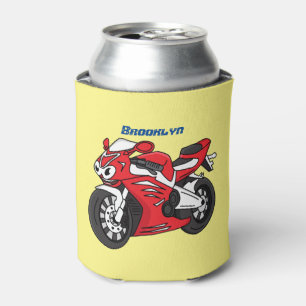 Rafraîchisseur Pour Canette Caricature moto de sport rouge mou