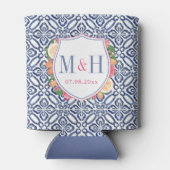 Rafraîchisseur Pour Canette Carrelage bleu Citrus Fête des mariées Fleurs lumi (Dos)