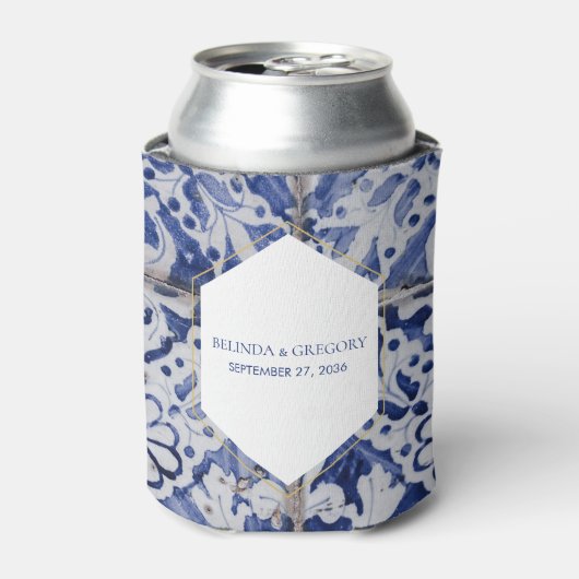 Rafraîchisseur Pour Canette Carrelage portugais rustique Mariage Faveur (Can devant)