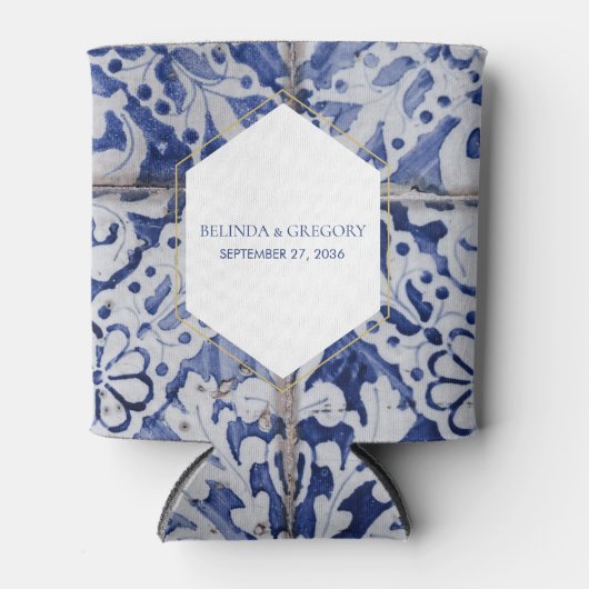 Rafraîchisseur Pour Canette Carrelage portugais rustique Mariage Faveur (Devant)